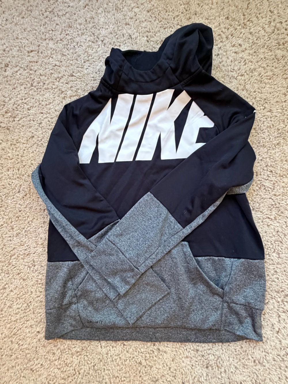 Nike Black & Gray Pullover Hoodie with White NIKE Chest Logo